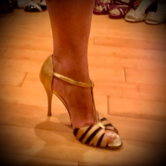 Comme iI Faut Argentine Tango Zebra Gold Gatsby Dance pARTy Stunning Stilettos - Picture 6 of 14